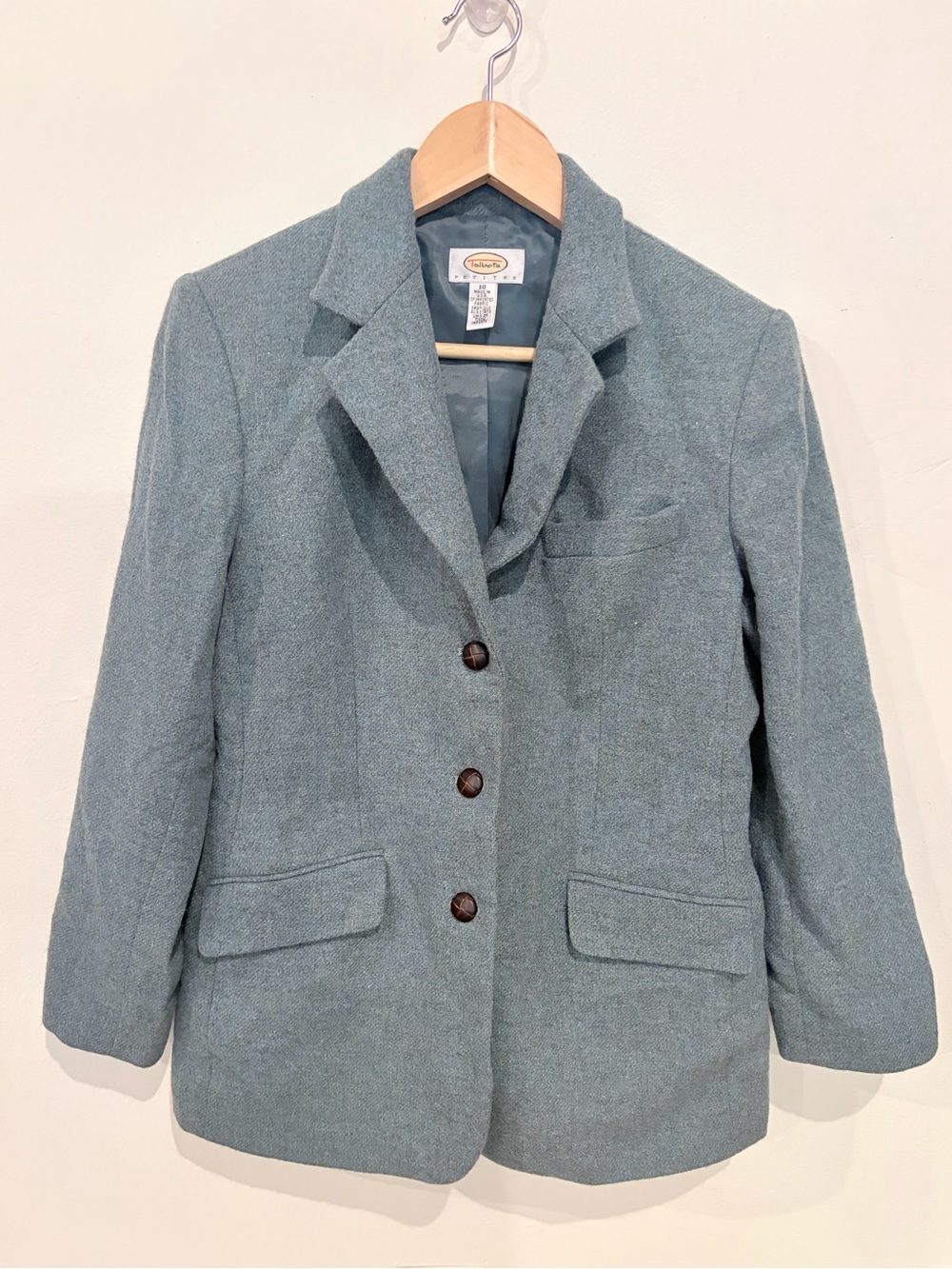 Vintage Talbot’s Women's Light Blue/Grey Wool Blazer size 10P